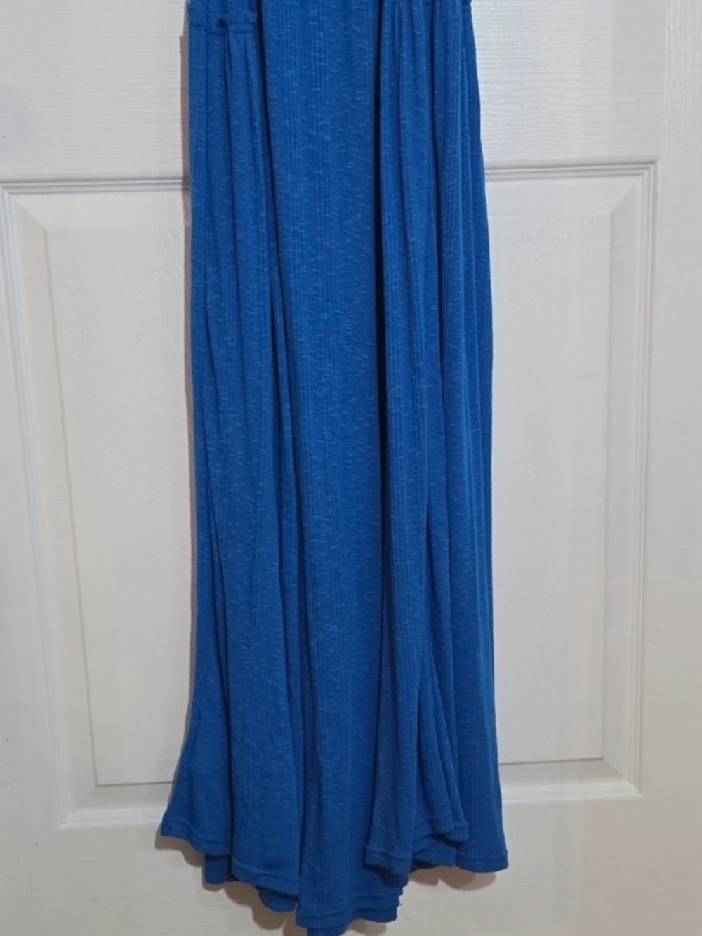 Free People Beach Halter Maxi Dress – Open Back Blue Boho Dress • Size L/XL - Picture 6 of 8